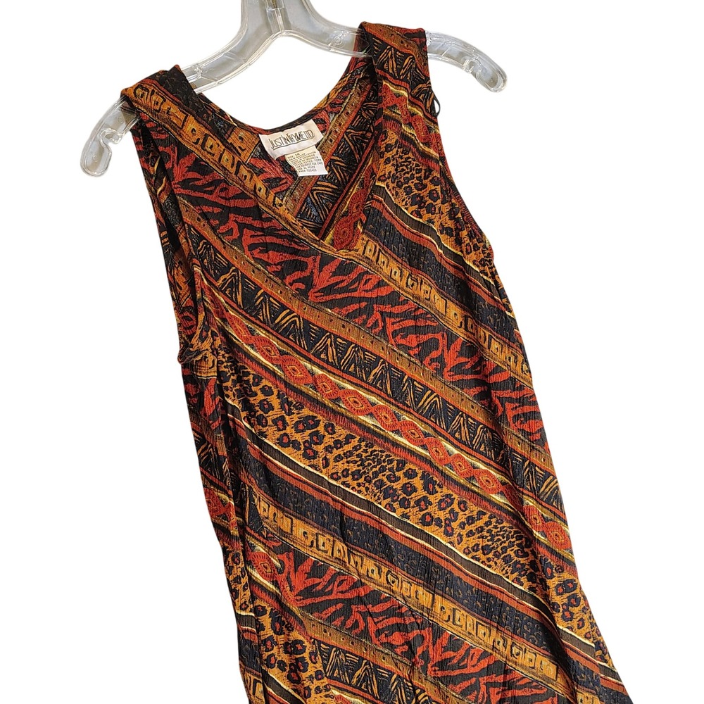 Vintage Just In Thyme Ltd Womens 90s Rayon Animal Mixed Print Shift‎ Dress Sz 14